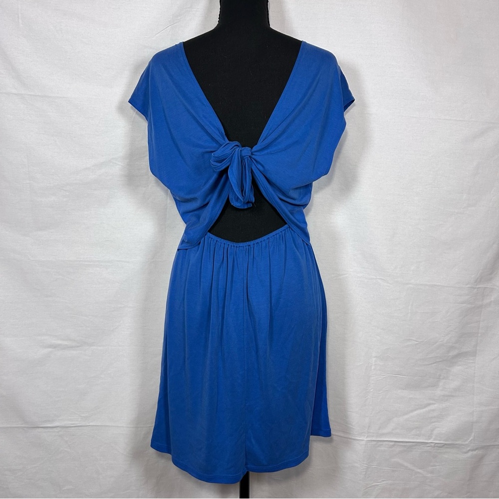 Simple Blue Shift Dress Open Back - Picture 3 of 5